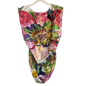 Madison Paige Vibrant Multicolor Floral Tunic Size M L Boho Artsy Abstract